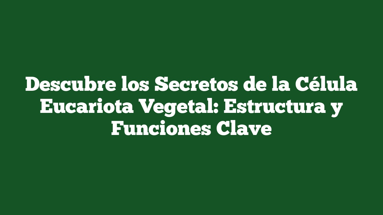 Descubre los Secretos de la Célula Eucariota Vegetal: Estructura y Funciones Clave