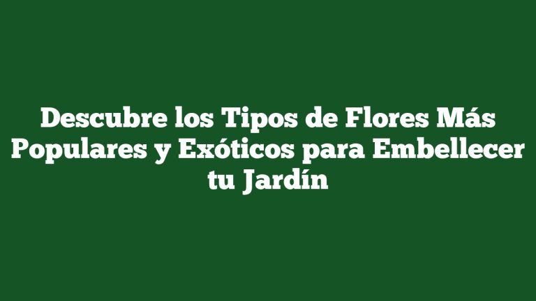 Imagen de Descubre los Tipos de Flores Más Populares y Exóticos para Embellecer tu Jardín Descubre los Tipos de Flores Más Populares y Exóticos para Embellecer tu Jardín