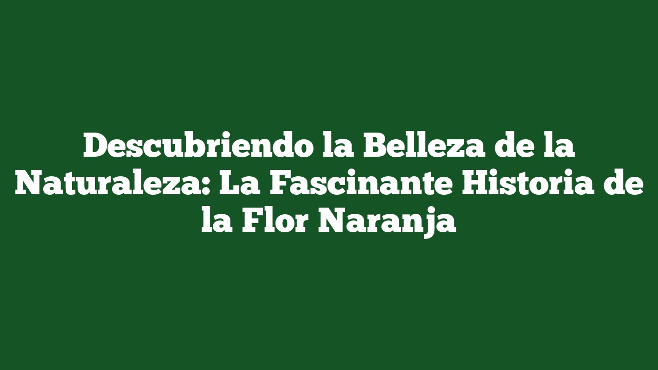 Descubriendo la Belleza de la Naturaleza: La Fascinante Historia de la Flor Naranja