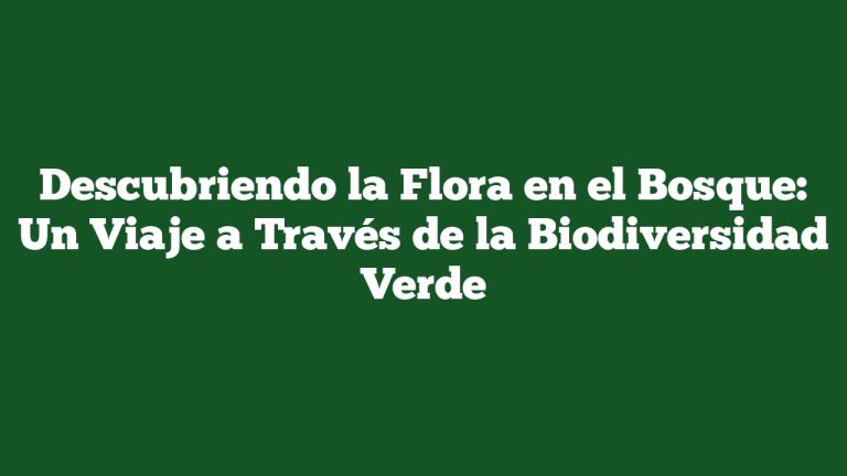 Descubriendo la Flora en el Bosque: Un Viaje a Través de la Biodiversidad Verde