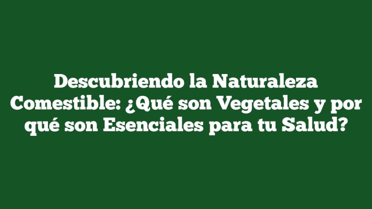 Imagen de Descubriendo la Naturaleza Comestible: ¿Qué son Vegetales y por qué son Esenciales para tu Salud? Descubriendo la Naturaleza Comestible: ¿Qué son Vegetales y por qué son Esenciales para tu Salud?