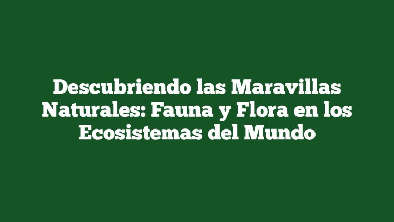 Descubriendo las Maravillas Naturales: Fauna y Flora en los Ecosistemas del Mundo