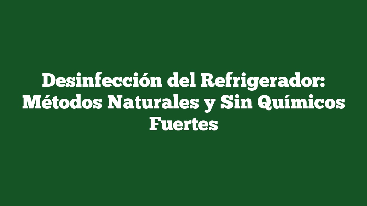 Desinfección del Refrigerador: Métodos Naturales y Sin Químicos Fuertes