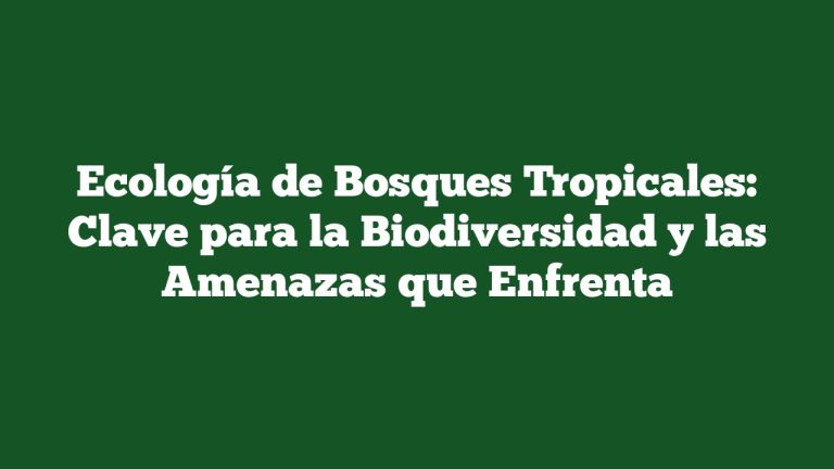 Imagen de Ecología de Bosques Tropicales: Clave para la Biodiversidad y las Amenazas que Enfrenta Ecología de Bosques Tropicales: Clave para la Biodiversidad y las Amenazas que Enfrenta