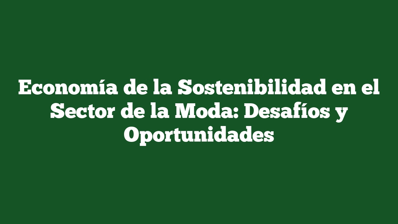 Economía de la Sostenibilidad en el Sector de la Moda: Desafíos y Oportunidades