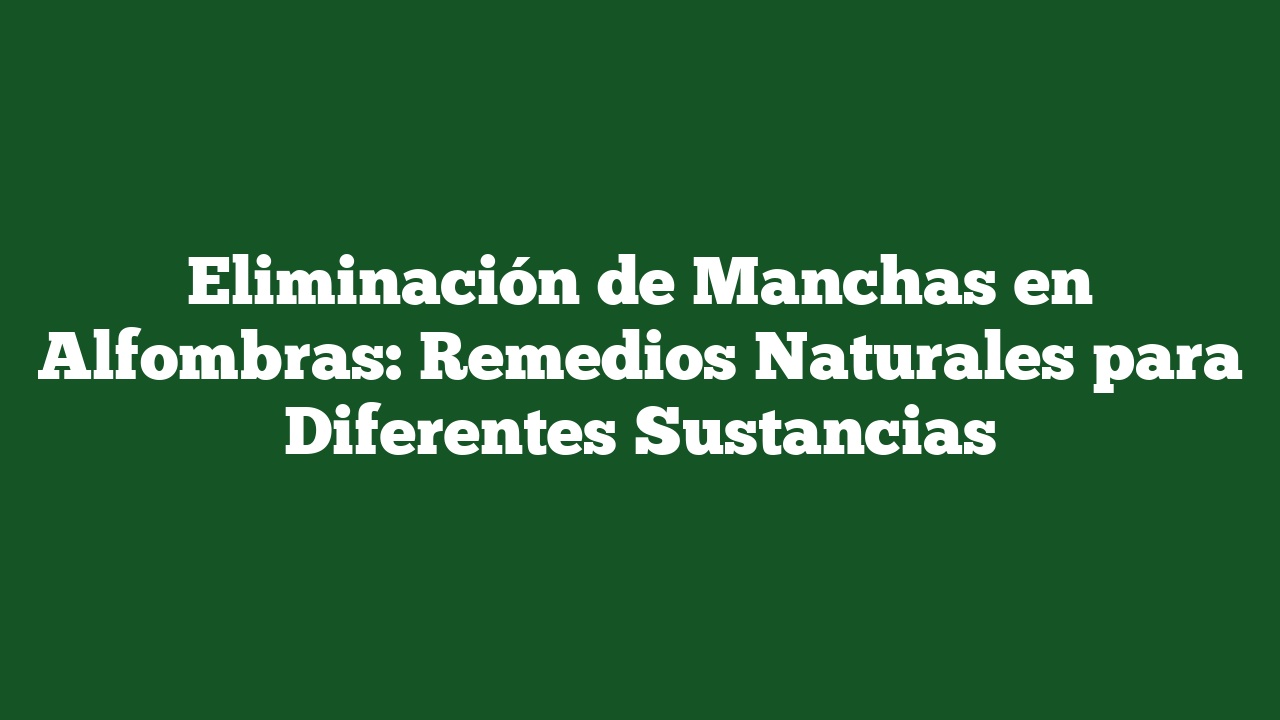 Eliminación de Manchas en Alfombras: Remedios Naturales para Diferentes Sustancias