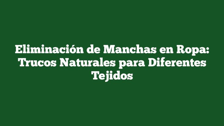 Imagen de Eliminación de Manchas en Ropa: Trucos Naturales para Diferentes Tejidos Eliminación de Manchas en Ropa: Trucos Naturales para Diferentes Tejidos