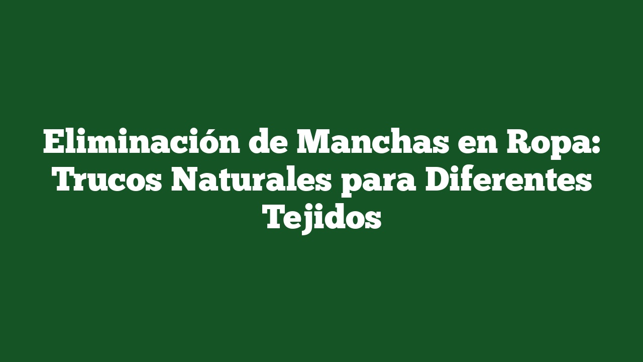 Eliminación de Manchas en Ropa: Trucos Naturales para Diferentes Tejidos