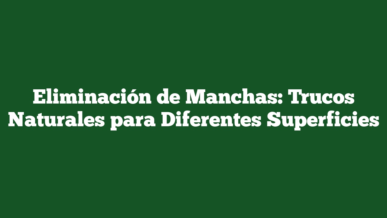 Eliminación de Manchas: Trucos Naturales para Diferentes Superficies