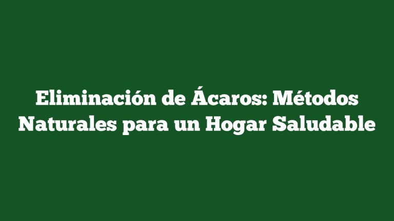 Eliminación de Ácaros: Métodos Naturales para un Hogar Saludable