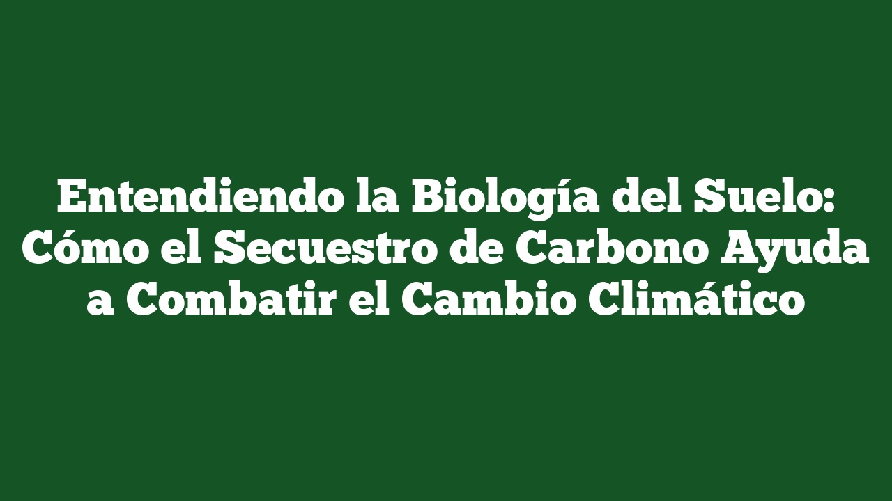 Entendiendo la Biología del Suelo: Cómo el Secuestro de Carbono Ayuda a Combatir el Cambio Climático