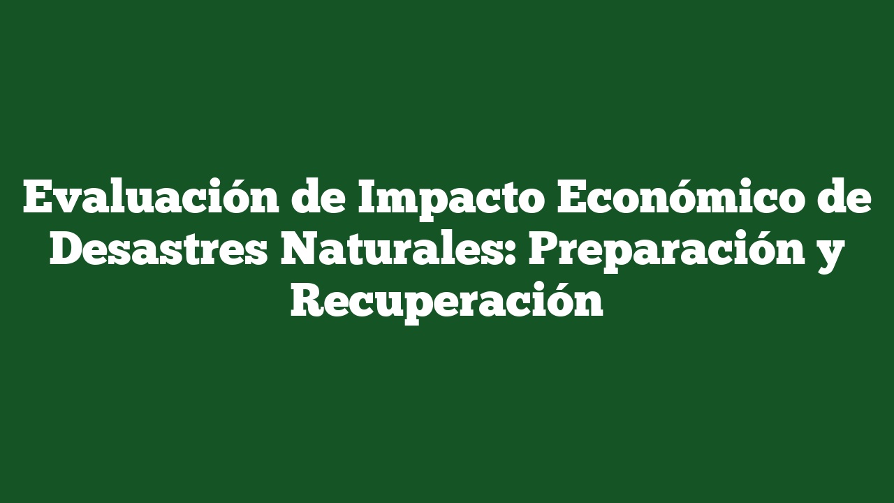Evaluación de Impacto Económico de Desastres Naturales: Preparación y Recuperación