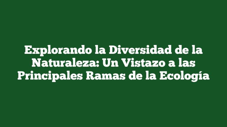Imagen de Explorando la Diversidad de la Naturaleza: Un Vistazo a las Principales Ramas de la Ecología Explorando la Diversidad de la Naturaleza: Un Vistazo a las Principales Ramas de la Ecología