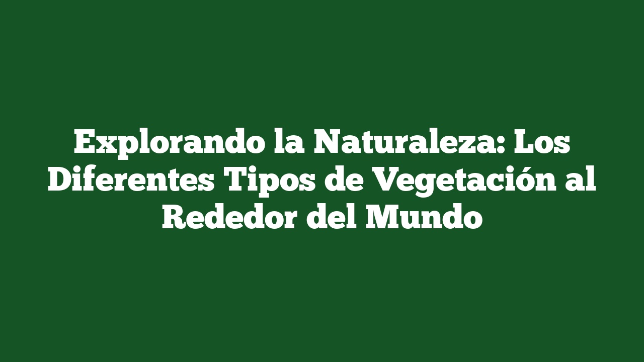Explorando la Naturaleza: Los Diferentes Tipos de Vegetación al Rededor del Mundo