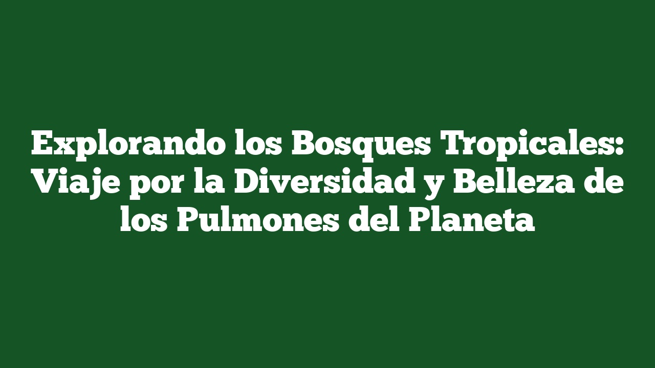 Explorando los Bosques Tropicales: Viaje por la Diversidad y Belleza de los Pulmones del Planeta