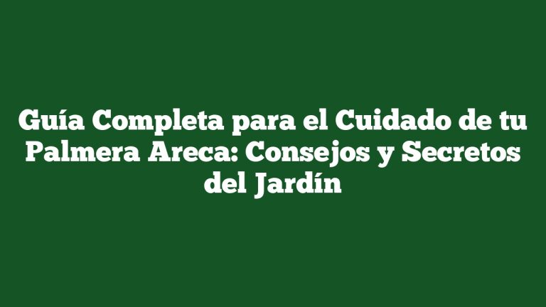 Imagen de Guía Completa para el Cuidado de tu Palmera Areca: Consejos y Secretos del Jardín Guía Completa para el Cuidado de tu Palmera Areca: Consejos y Secretos del Jardín