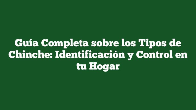Guía Completa sobre los Tipos de Chinche: Identificación y Control en tu Hogar