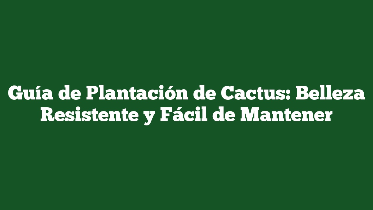 Guía de Plantación de Cactus: Belleza Resistente y Fácil de Mantener