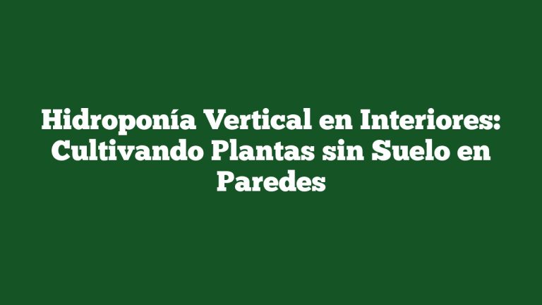 Hidroponía Vertical en Interiores: Cultivando Plantas sin Suelo en Paredes