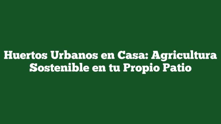 Huertos Urbanos en Casa: Agricultura Sostenible en tu Propio Patio