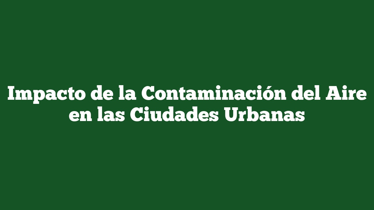 Impacto de la Contaminación del Aire en las Ciudades Urbanas