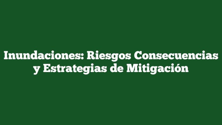 Inundaciones: Riesgos Consecuencias y Estrategias de Mitigación