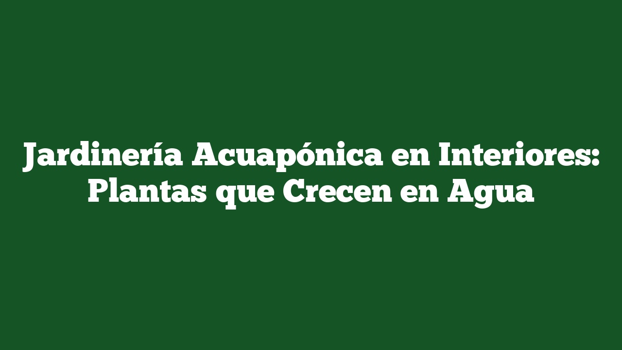 Jardinería Acuapónica en Interiores: Plantas que Crecen en Agua