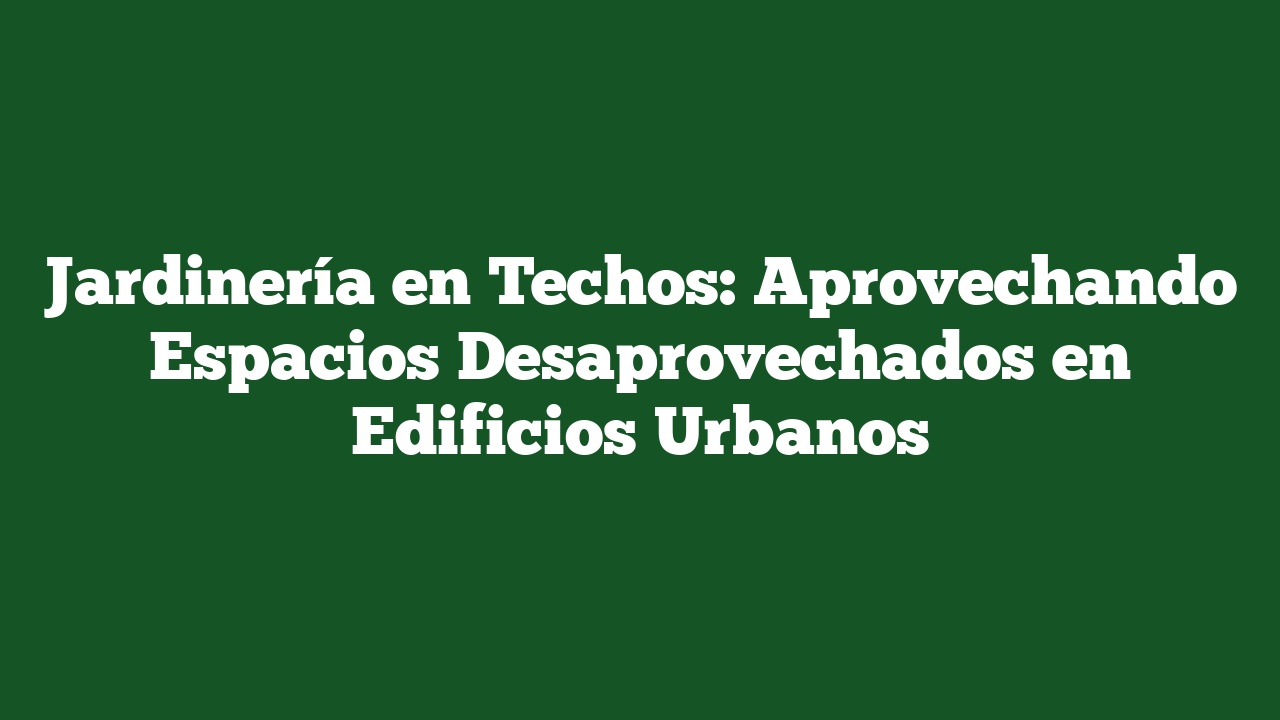 Jardinería en Techos: Aprovechando Espacios Desaprovechados en Edificios Urbanos