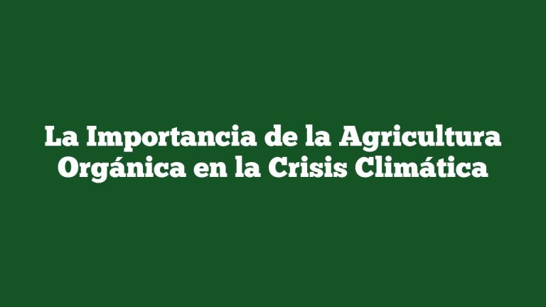 La Importancia de la Agricultura Orgánica en la Crisis Climática
