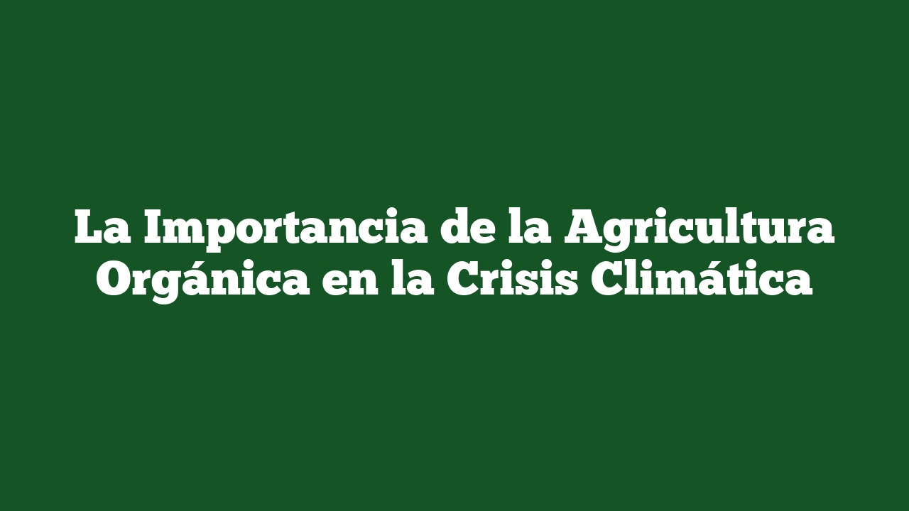 La Importancia de la Agricultura Orgánica en la Crisis Climática