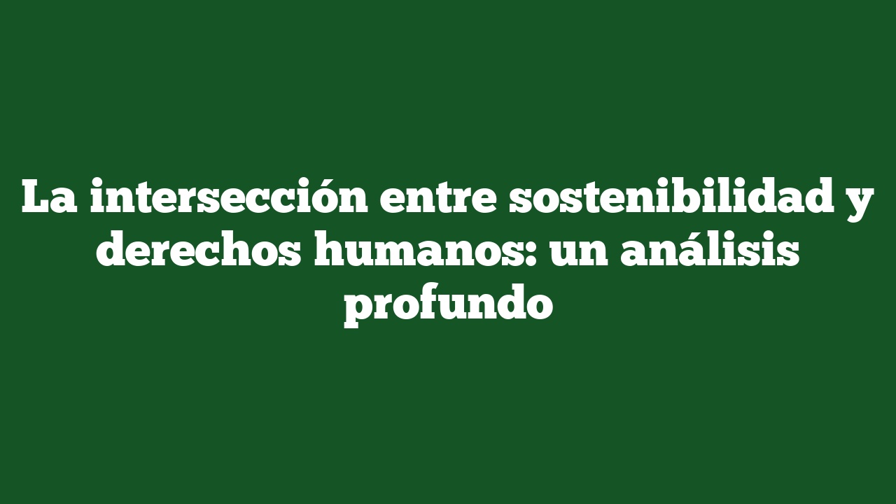 La intersección entre sostenibilidad y derechos humanos: un análisis profundo