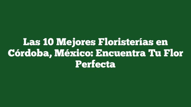 Las 10 Mejores Floristerías en Córdoba, México: Encuentra Tu Flor Perfecta