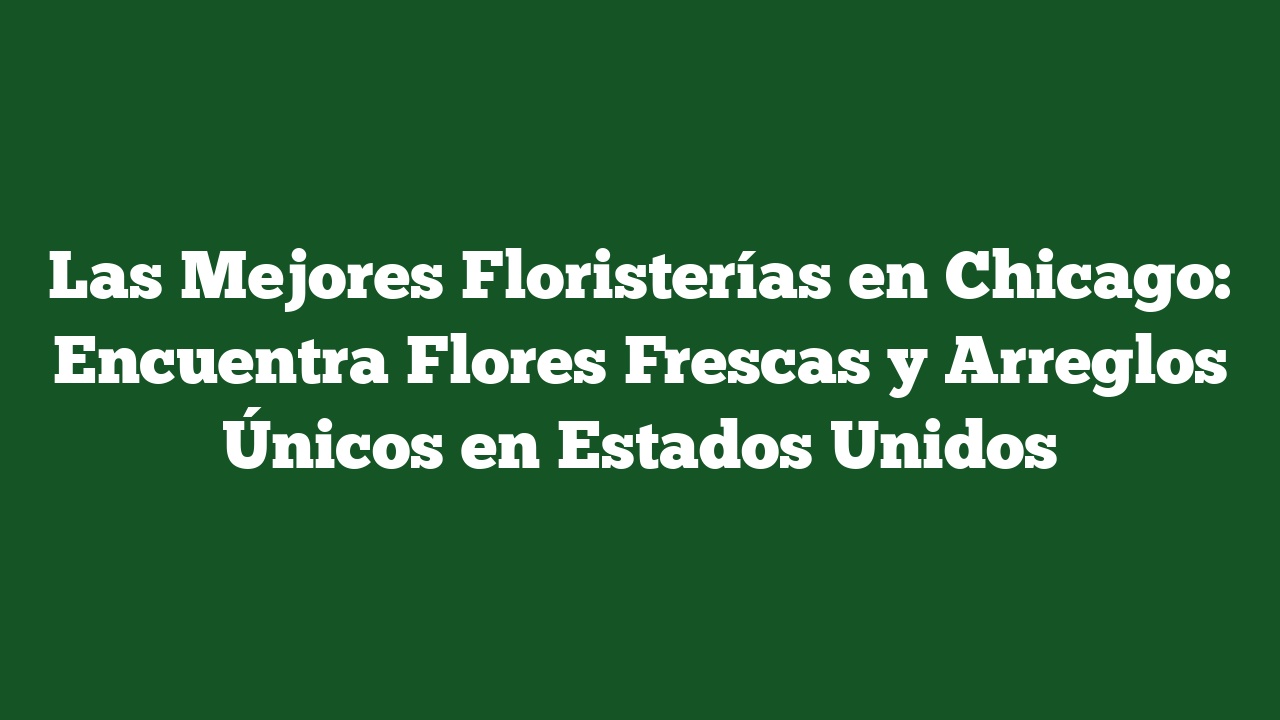 Las Mejores Floristerías en Chicago: Encuentra Flores Frescas y Arreglos Únicos en Estados Unidos