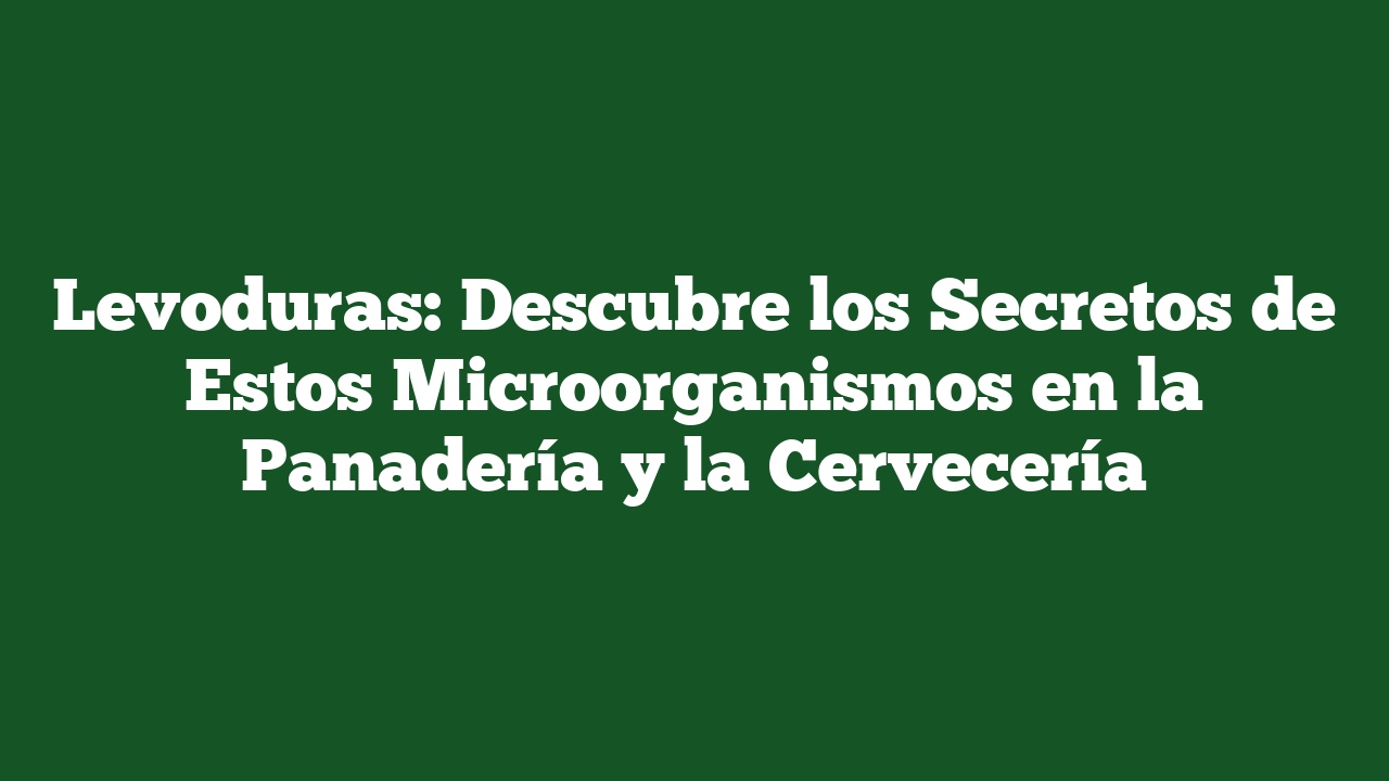 Levoduras: Descubre los Secretos de Estos Microorganismos en la Panadería y la Cervecería
