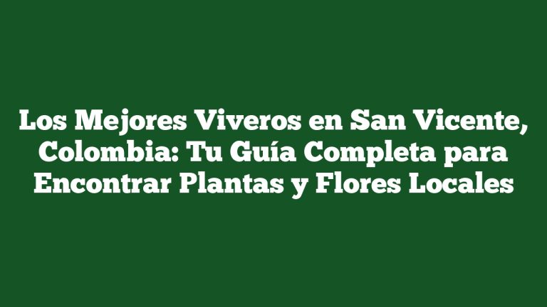 Los Mejores Viveros en San Vicente, Colombia: Tu Guía Completa para Encontrar Plantas y Flores Locales