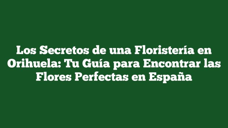 Imagen de Los Secretos de una Floristería en Orihuela: Tu Guía para Encontrar las Flores Perfectas en España Los Secretos de una Floristería en Orihuela: Tu Guía para Encontrar las Flores Perfectas en España