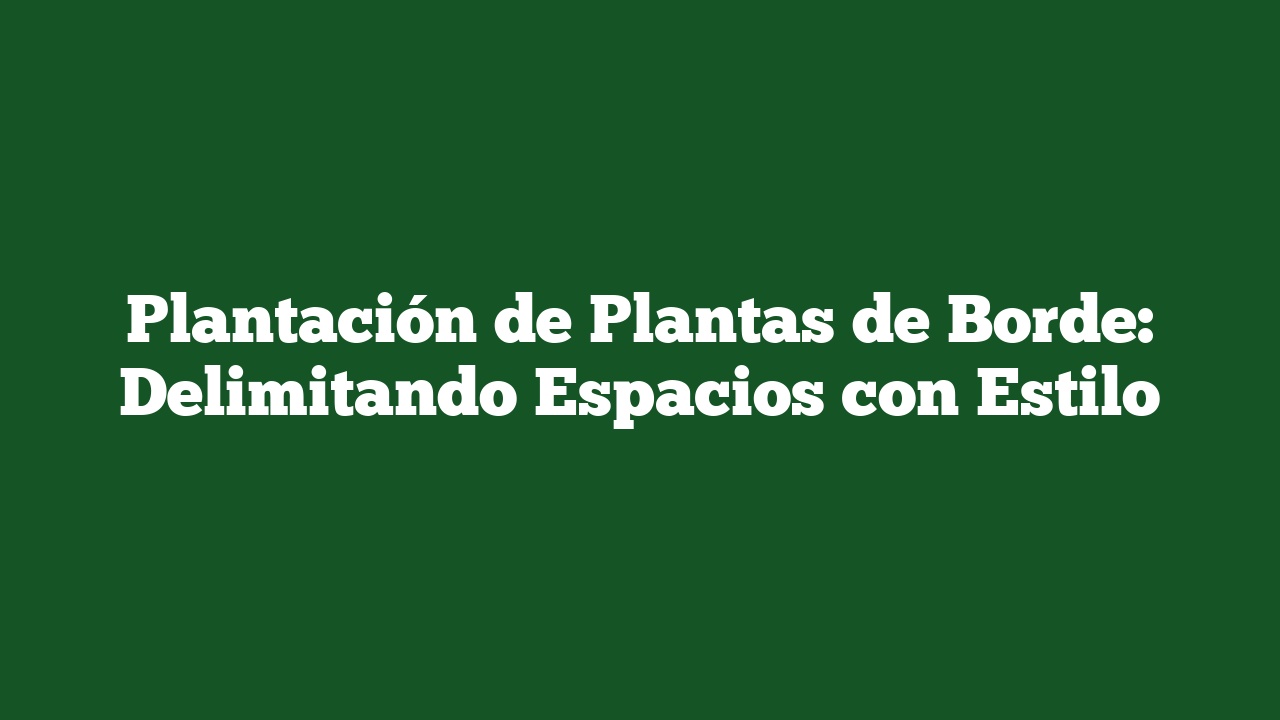 Plantación de Plantas de Borde: Delimitando Espacios con Estilo