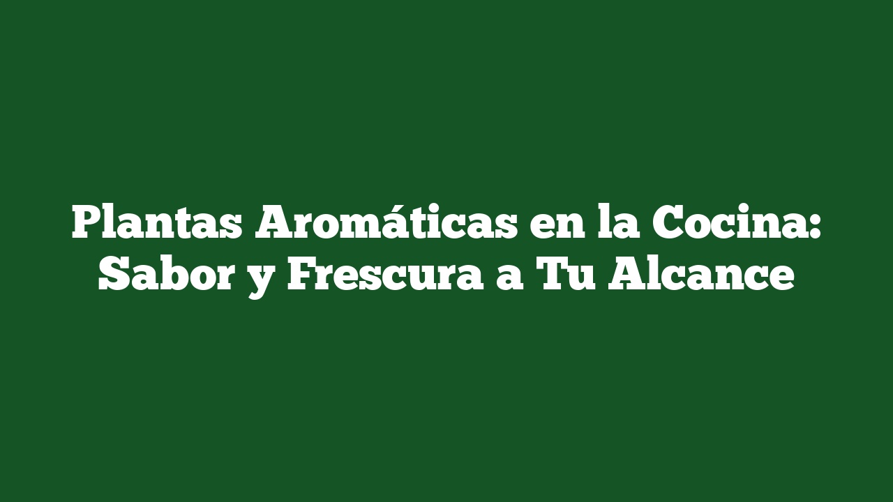 Plantas Aromáticas en la Cocina: Sabor y Frescura a Tu Alcance