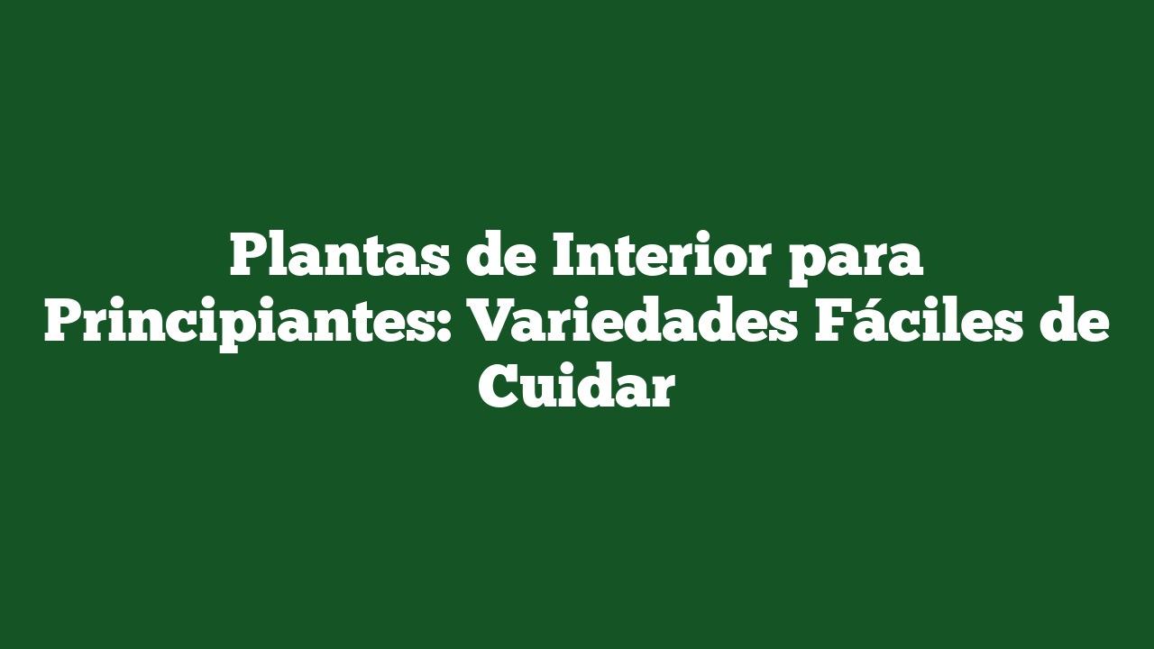 Plantas de Interior para Principiantes: Variedades Fáciles de Cuidar