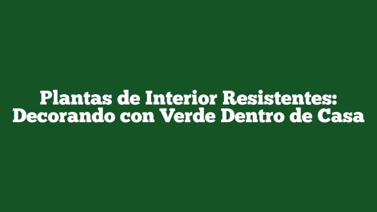 Plantas de Interior Resistentes: Decorando con Verde Dentro de Casa