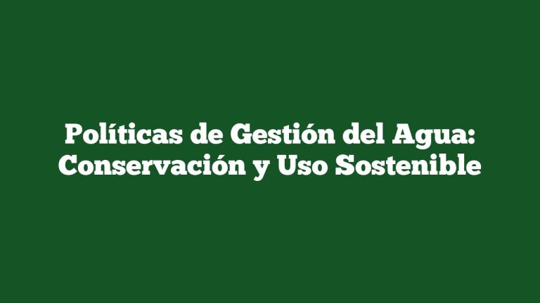 Políticas de Gestión del Agua: Conservación y Uso Sostenible