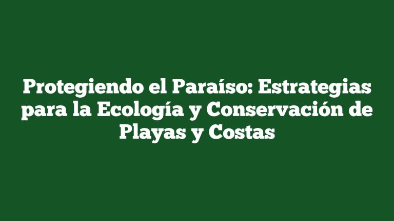 Protegiendo el Paraíso: Estrategias para la Ecología y Conservación de Playas y Costas