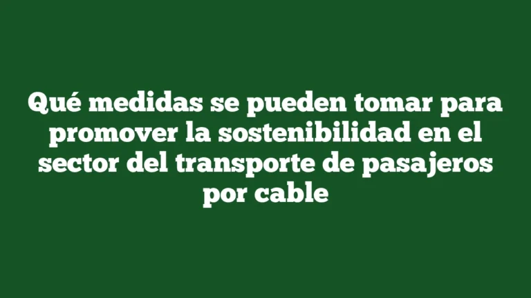 Qué medidas se pueden tomar para promover la sostenibilidad en el sector del transporte de pasajeros por cable - 1