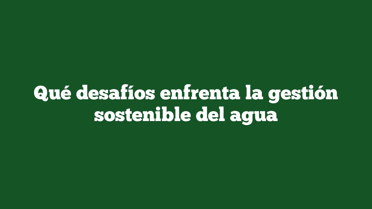 Qué desafíos enfrenta la gestión sostenible del agua