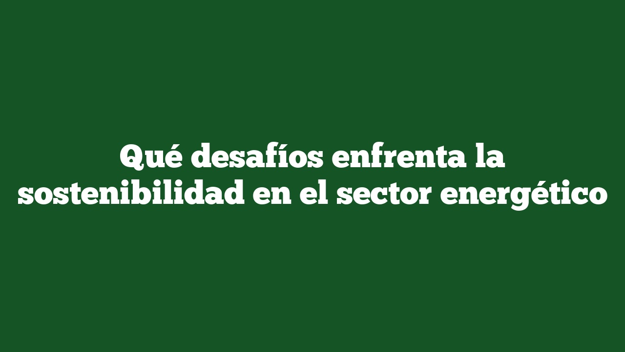 Qué desafíos enfrenta la sostenibilidad en el sector energético