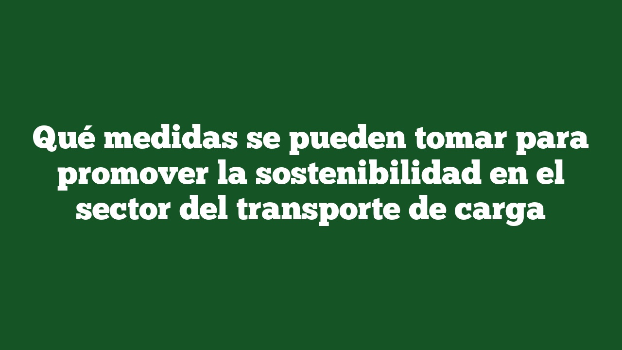 Qué medidas se pueden tomar para promover la sostenibilidad en el sector del transporte de carga