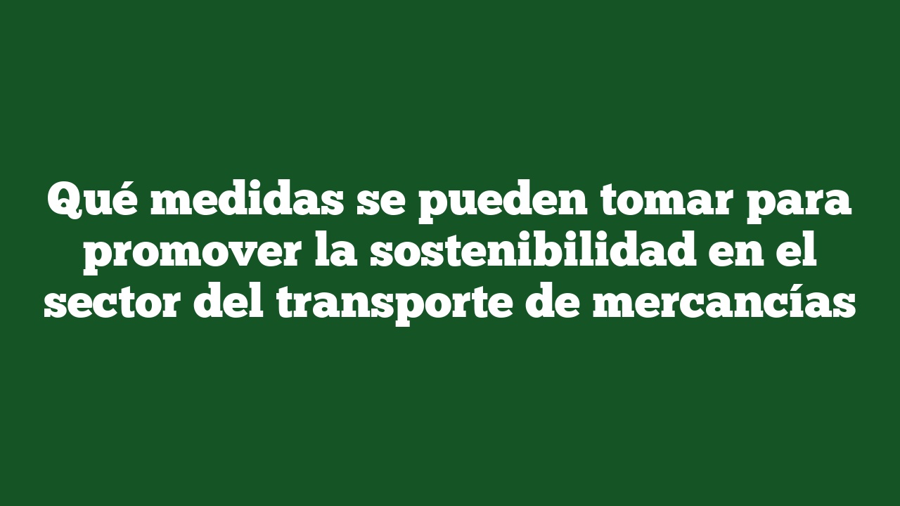 Qué medidas se pueden tomar para promover la sostenibilidad en el sector del transporte de mercancías