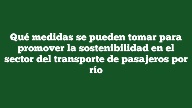 Imagen de Qué medidas se pueden tomar para promover la sostenibilidad en el sector del transporte de pasajeros por río Qué medidas se pueden tomar para promover la sostenibilidad en el sector del transporte de pasajeros por río
