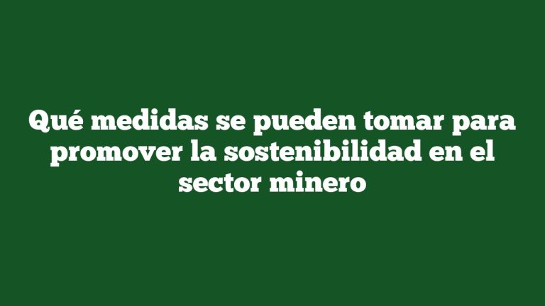 Qué medidas se pueden tomar para promover la sostenibilidad en el sector minero