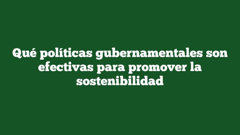 Qué políticas gubernamentales son efectivas para promover la sostenibilidad